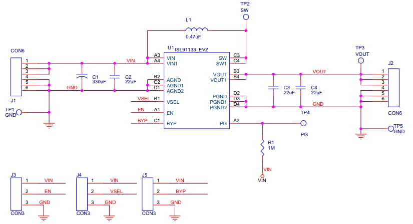 Schematic - Renesas Electronics ISL91133IIx-EVZ Evaluation Boards